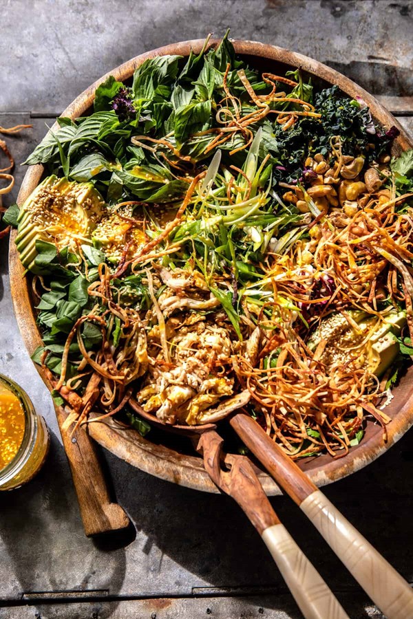 Crispy wonton rotisserie chicken salad