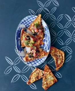 Crispy wonton triangles