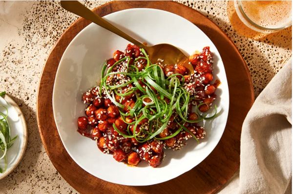 Crispy yangnyeom chickpeas with caramelized honey