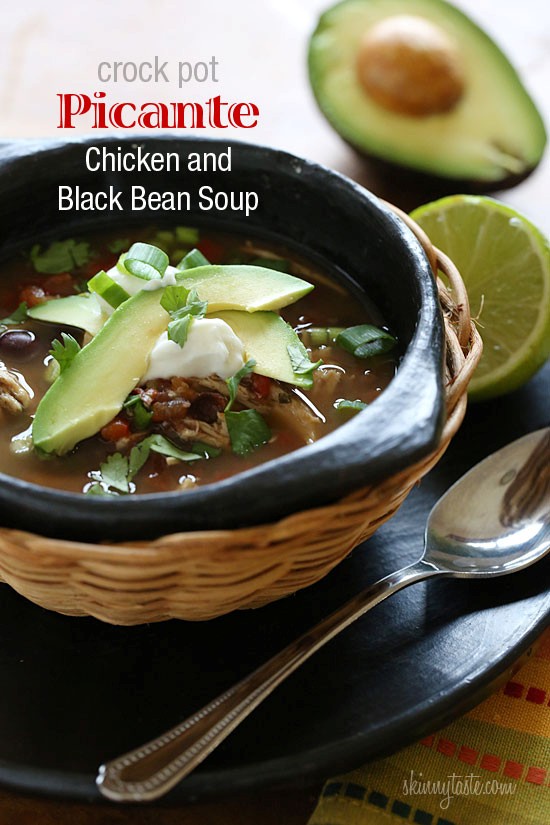 Crock pot picante chicken and black bean soup