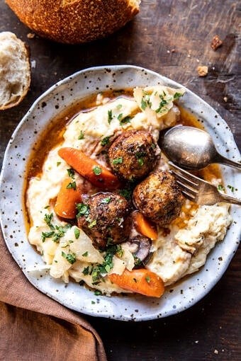 Crockpot coq au vin meatballs