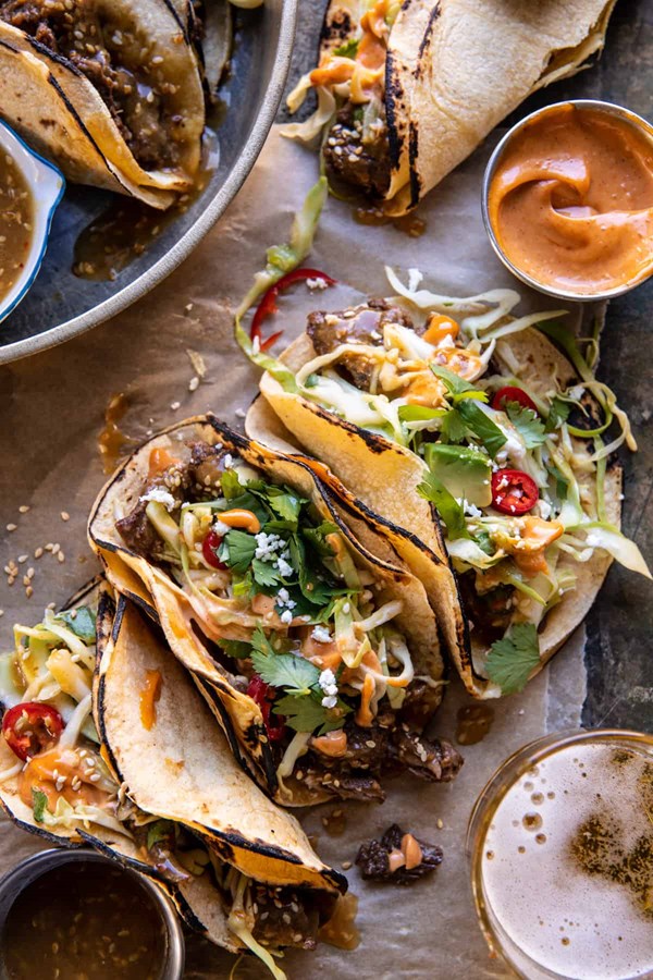 Crockpot Korean inspired tacos with yum yum yummm sauce
