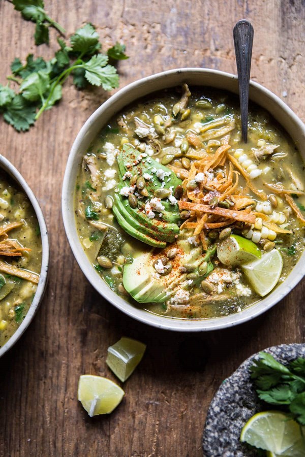 Crockpot salsa verde chicken pozole