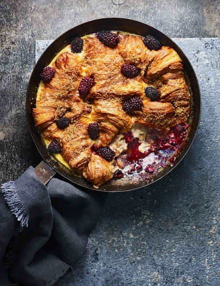 Croissant bread and butter pudding