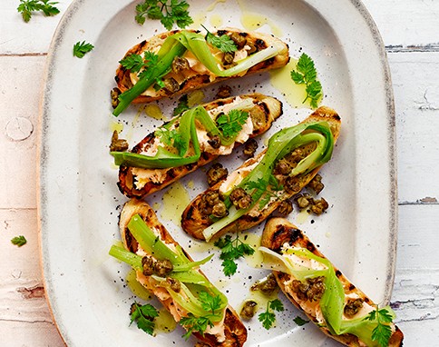 Crostini of smoked salmon butter & poached leeks