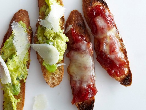 Crostini with Fontnia and tomato marmalade from 'The Glorious Vegetables of Italy' (Cook the Book)