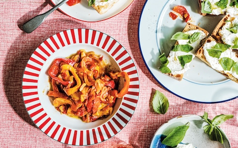 Crostini with ricotta and peperonata