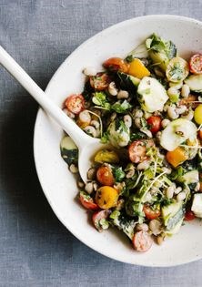 Crowder pea salad w/cucumbers, tomato, herbs + anchovy vinaigrette