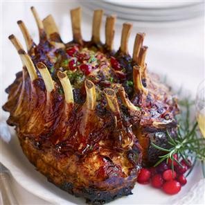 Crown roast of pork with cran-apple stuffing