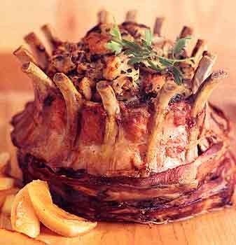 Crown roast of pork with apple stuffing