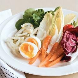 Crudité plates with vinaigrette