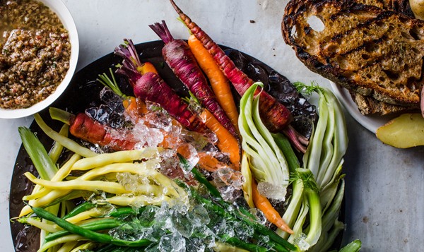 Crudités with bacon XO sauce