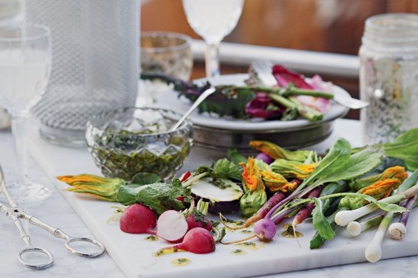 Crudites with carrot top & chervil salsa verde