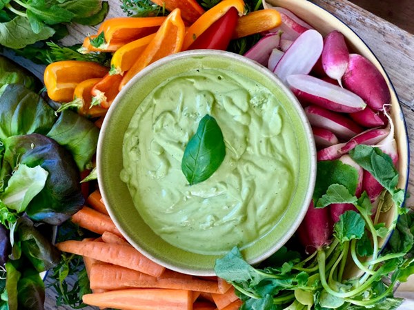 crudites with green goddess dip