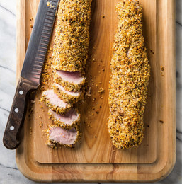 Crumb-crusted pork tenderloin