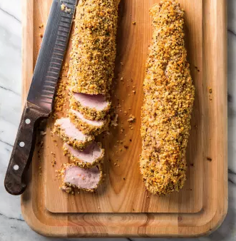 Crumb-crusted pork tenderloin