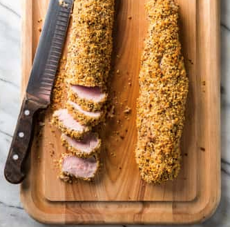 Crumb-crusted pork tenderloin
