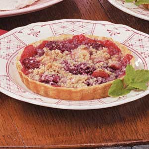 Crumb-topped apple raspberry tarts