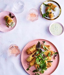 Crumbed crab rice paper rolls with green-Sriracha mayo [Amy Hamilton]
