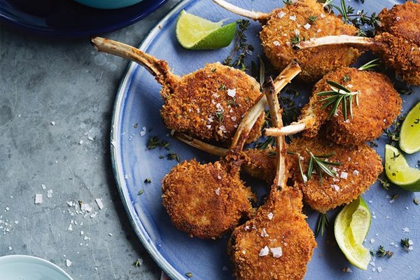 Crumbed lamb cutlets with beetroot chutney