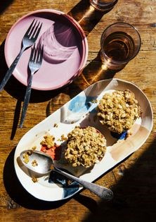 Crumble-topped quince