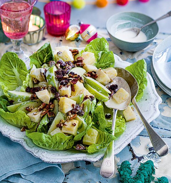 Crunchy apple, fruit and nut salad