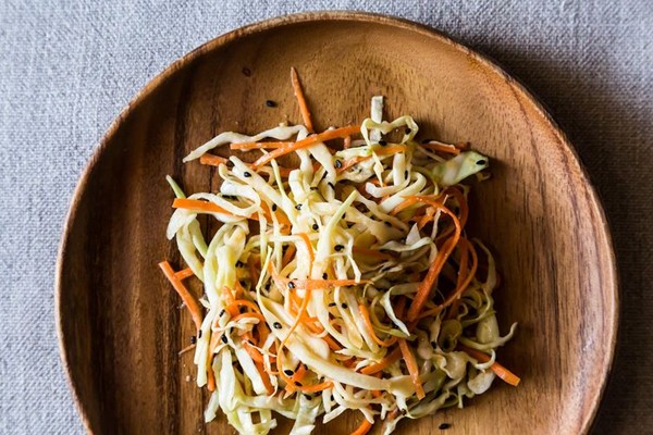 Crunchy cabbage salad with miso-ginger dressing