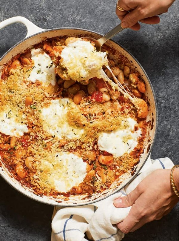 Crunchy-cheesy bean bake