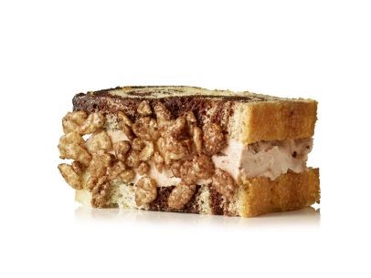Crunchy chocolate malt ice cream sandwiches