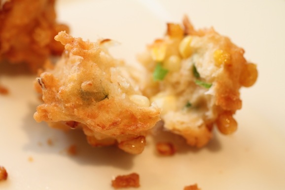 Crunchy coconut corn fritters