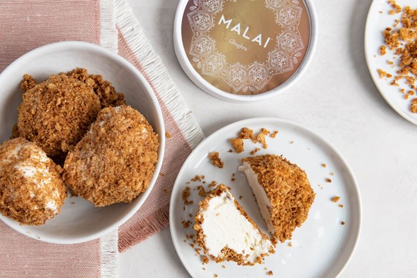Crunchy ghughra ice cream balls