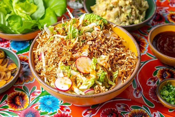 Crunchy noodle coleslaw with sesame soy dressing 