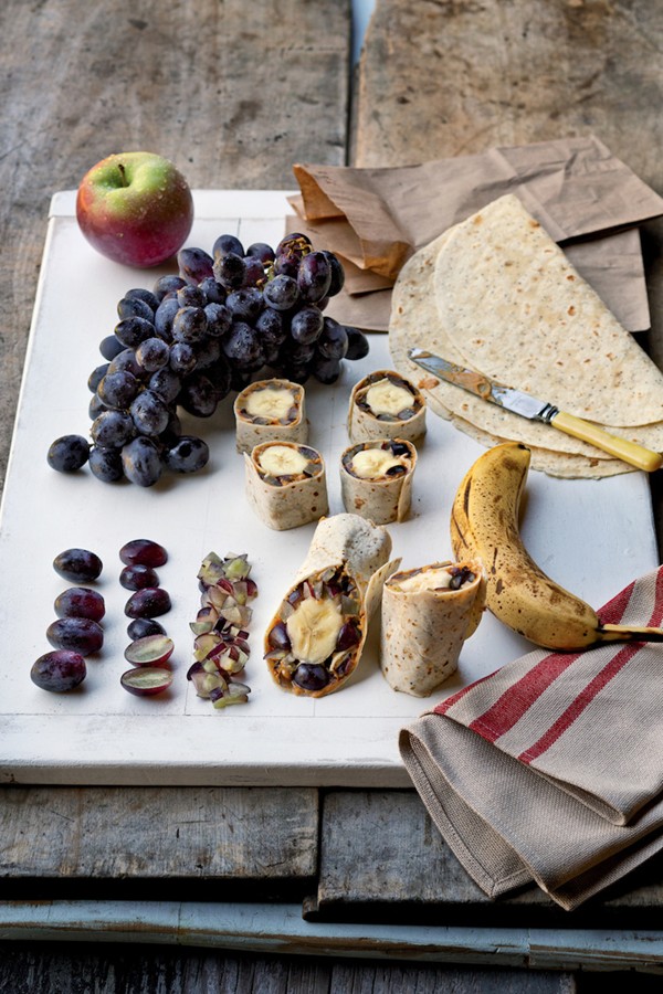 Crunchy PB&G (peanut butter and grape) wrap