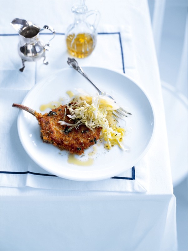 Crunchy pork cutlet with cabbage slaw