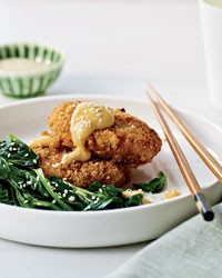 Crunchy pork-kimchi burgers