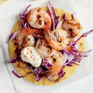 Crunchy shrimp tostada