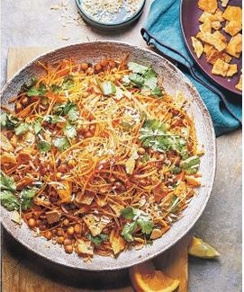 Crunchy spiced chickpea, carrot & coconut salad