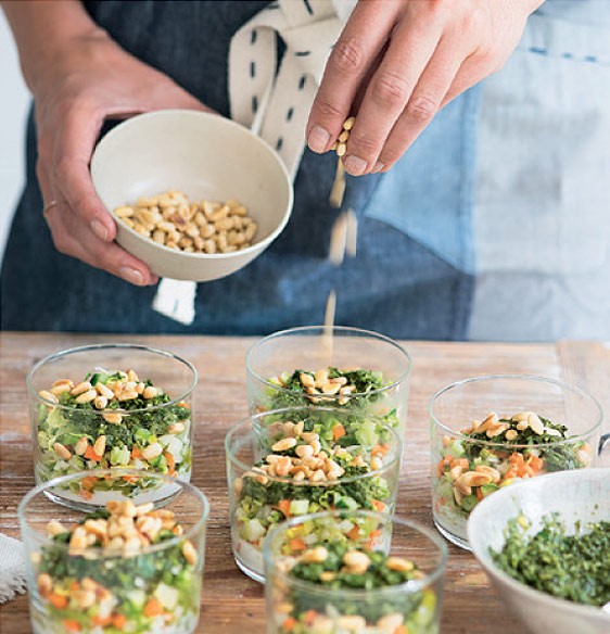Crunchy vegetable 'tabbouleh' with a coconut cream and herb dressing