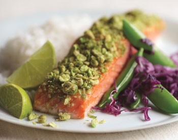 Crunchy wasabi salmon with lime