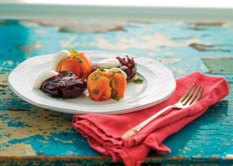 Crushed beets with herb vinaigrette