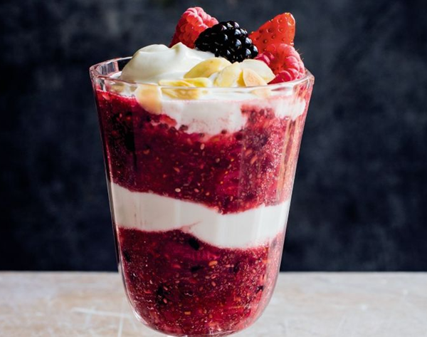 Crushed berry layer dessert