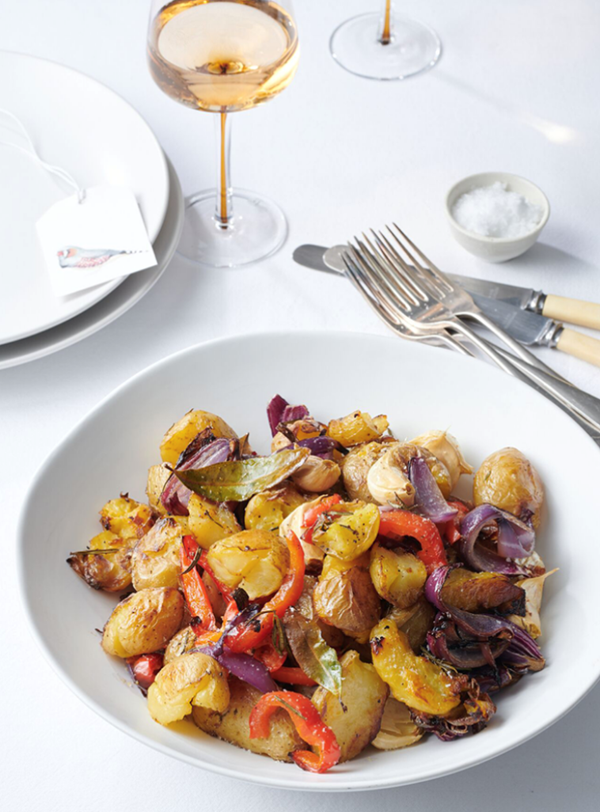 Crushed new potatoes with garlic and rosemary