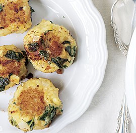 Crushed potato and watercress cakes