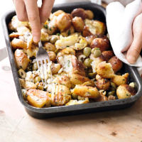 Crushed roasted new potatoes