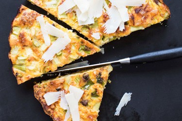 Crustless asparagus quiche with lemon and Parmesan