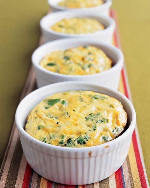 Crustless broccoli-cheddar quiches