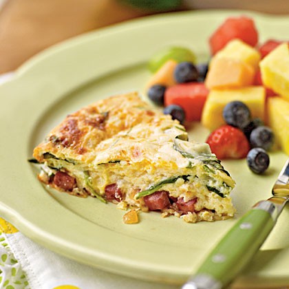 Crustless smoked turkey and spinach quiche