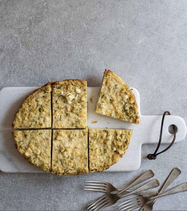 Crustless "zucchini" pie with trahanas (Kolokythopita me trahana)