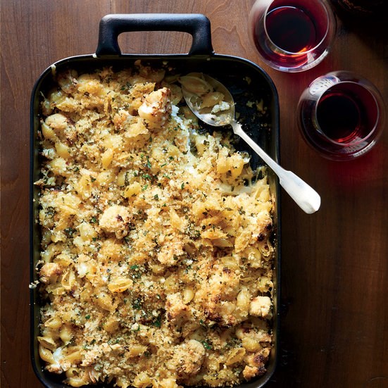 Crusty baked shells & cauliflower