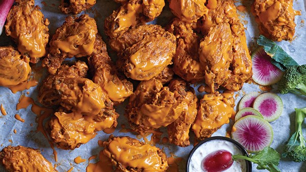 Crystal hot wings with Greek-yogurt sauce